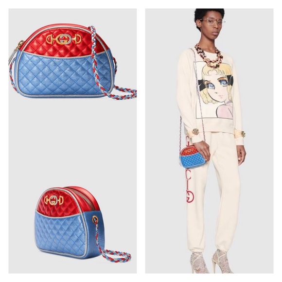 SOLD🚫Gucci trapuntata camera crossbody shoulder blue red quilted bag - Picture 3 of 15